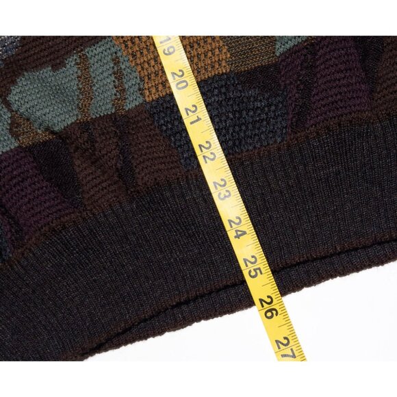 Vintage Grandpa Sweater Adult Large b.g.day Merino Wool Knit Pullover Patchwork - Picture 10 of 12